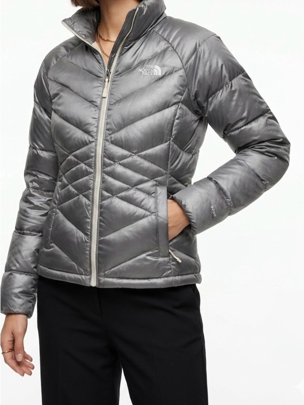 The North Face Silver Gray Aconcagua 550 Down Puffer Jacket Coat Quilted Size S